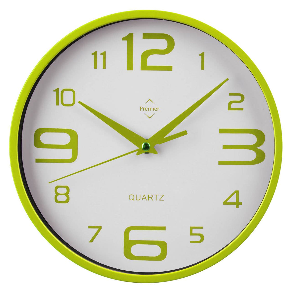 Lime Green And White Plastic Wall Clock