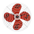 Red Retro Fan Design Wall Clock