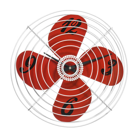 Red Retro Fan Design Wall Clock