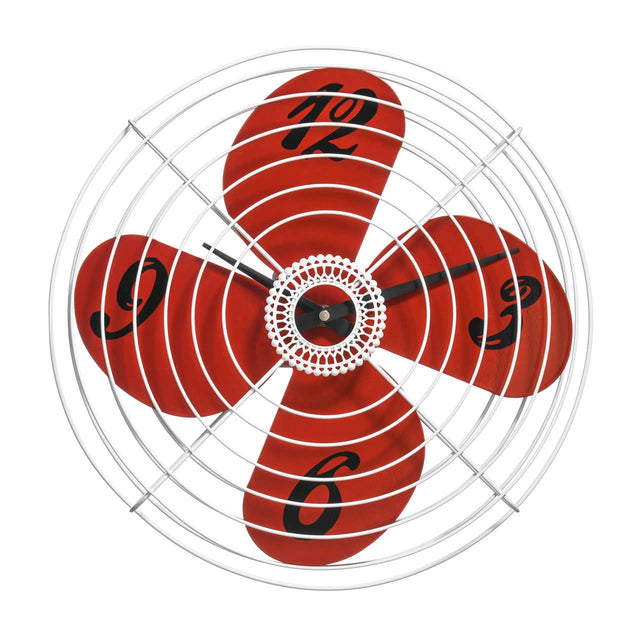 Red Retro Fan Design Wall Clock