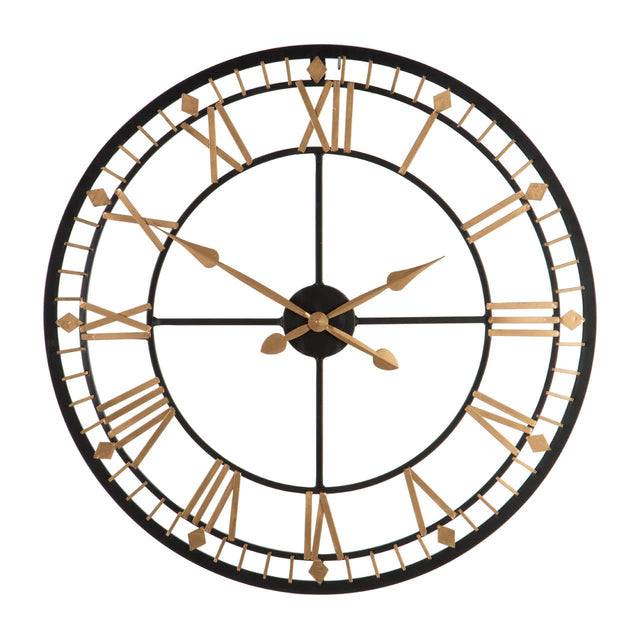Black And Gold Metal Wall Clock