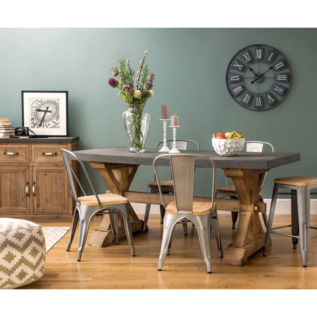 Grey Metal Small Wall Clock