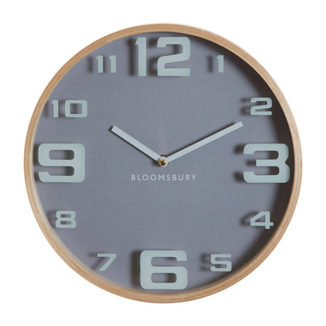 Vitus Grey Wood Large Numbers Wall Clock