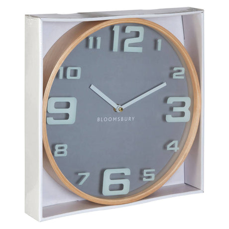 Vitus Grey Wood Large Numbers Wall Clock
