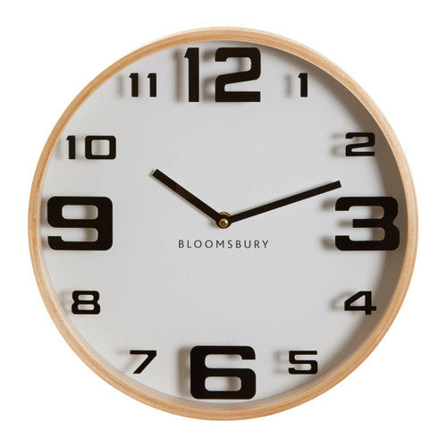 Vitus 30cm Dia White Wood Large Numbers Wall Clock