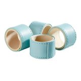 Set of 4 Blue Faux Leather Napkin Rings