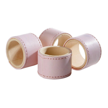 Faux Leather Pink Napkin Rings - Set Of 4