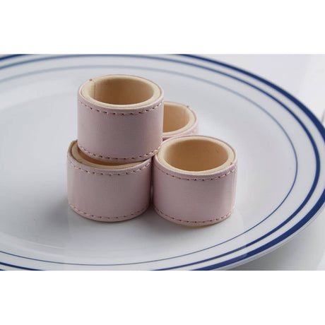 Faux Leather Pink Napkin Rings - Set Of 4