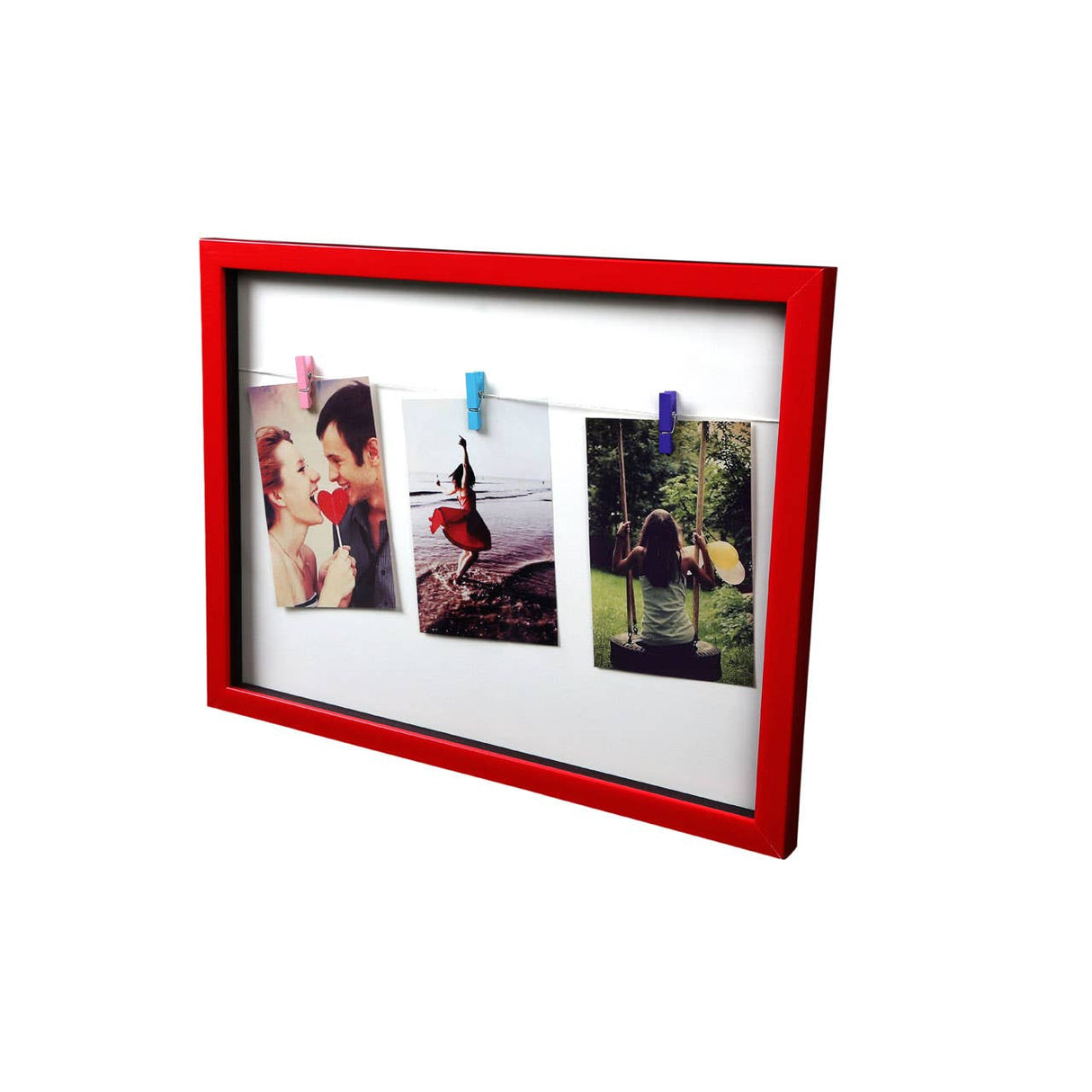 Washing Line 3 Peg Deep Red Photo Frame