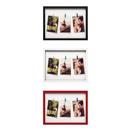 Washing Line 3 Peg Deep Red Photo Frame