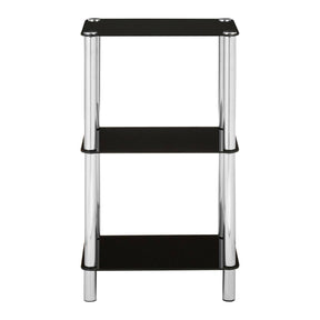 3 Tier Black Glass Shelf Unit
