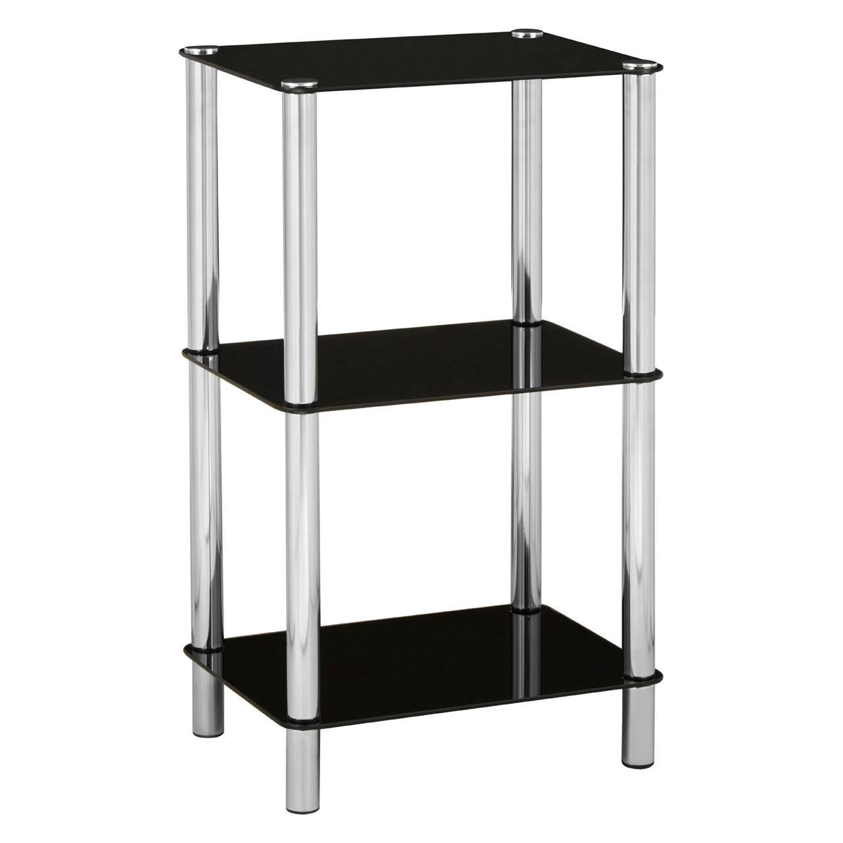 3 Tier Black Glass Shelf Unit