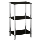 3 Tier Black Glass Shelf Unit