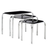Black Glass Nest Of Tables - Set Of 3