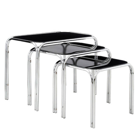 Black Glass Nest Of Tables - Set Of 3
