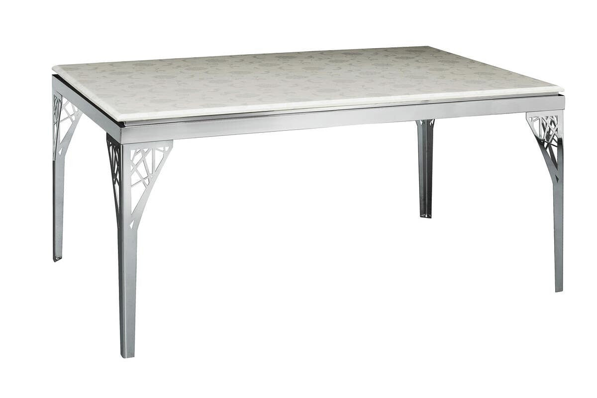 Branco White Marble Flower Design Dining Table