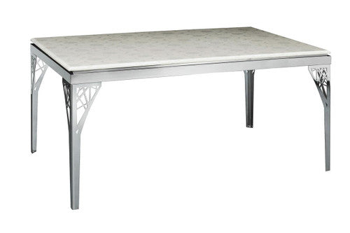 Branco White Marble Flower Design Dining Table