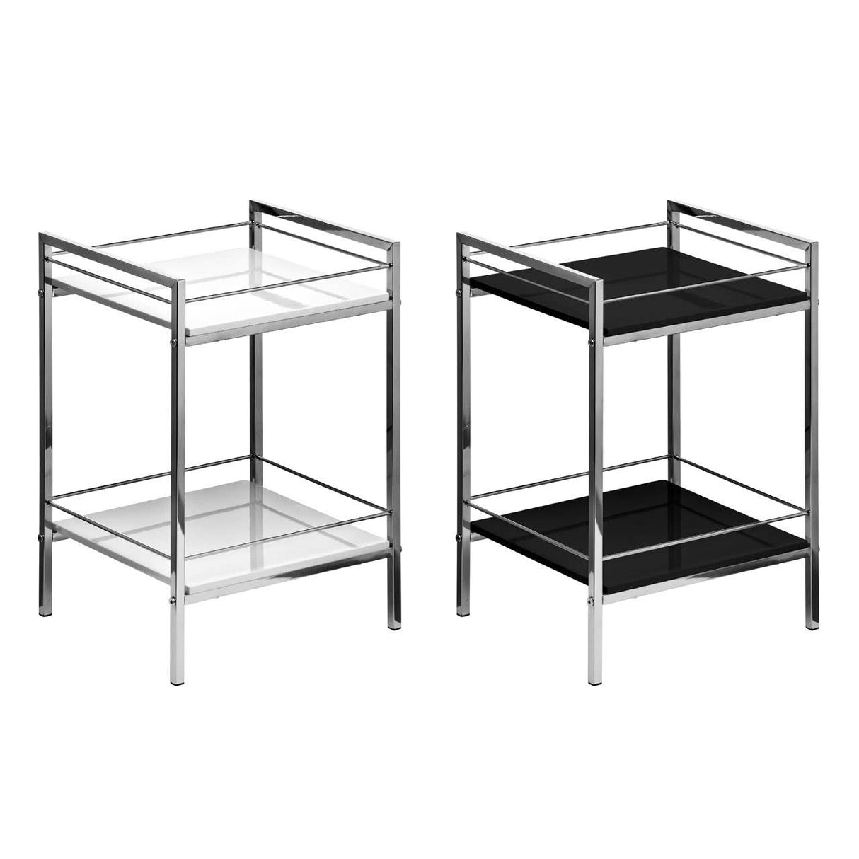 2 Tier Black High Gloss Shelf Unit