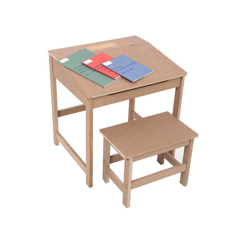 Children'S Natural Desk And Stool