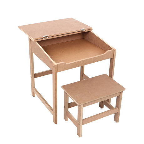 Children'S Natural Desk And Stool