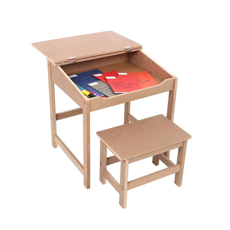 Children'S Natural Desk And Stool