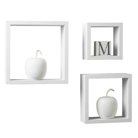 White Mdf And Pvc Coating Wall Cubes - Set Of 3