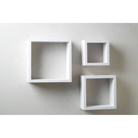 White Mdf And Pvc Coating Wall Cubes - Set Of 3