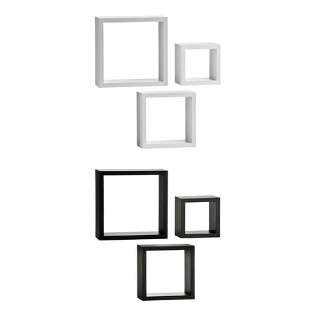 White Mdf And Pvc Coating Wall Cubes - Set Of 3
