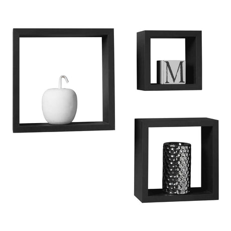Black Wall Cubes - Set Of 3