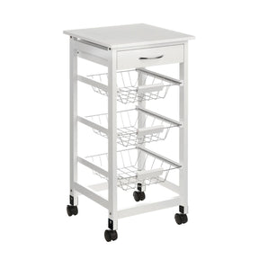 White Veneer Finish Kitchen Trolley