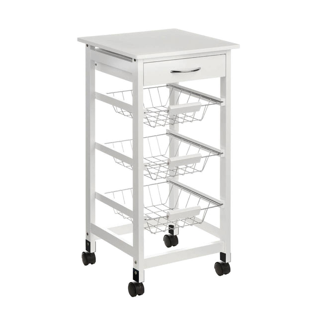 White Veneer Finish Kitchen Trolley