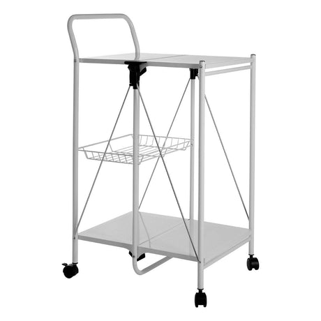 White Rectangular Folding Kitchen Trolley