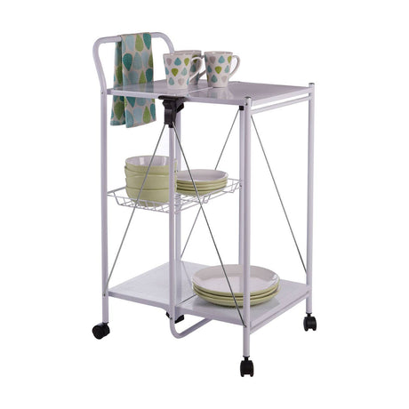 White Rectangular Folding Kitchen Trolley