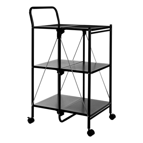 Black Rectangular Folding Kitchen Trolley