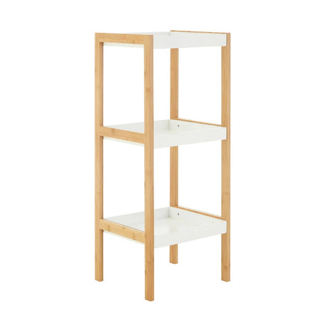 Nostra Three Tiers White / Natural Shelf Unit