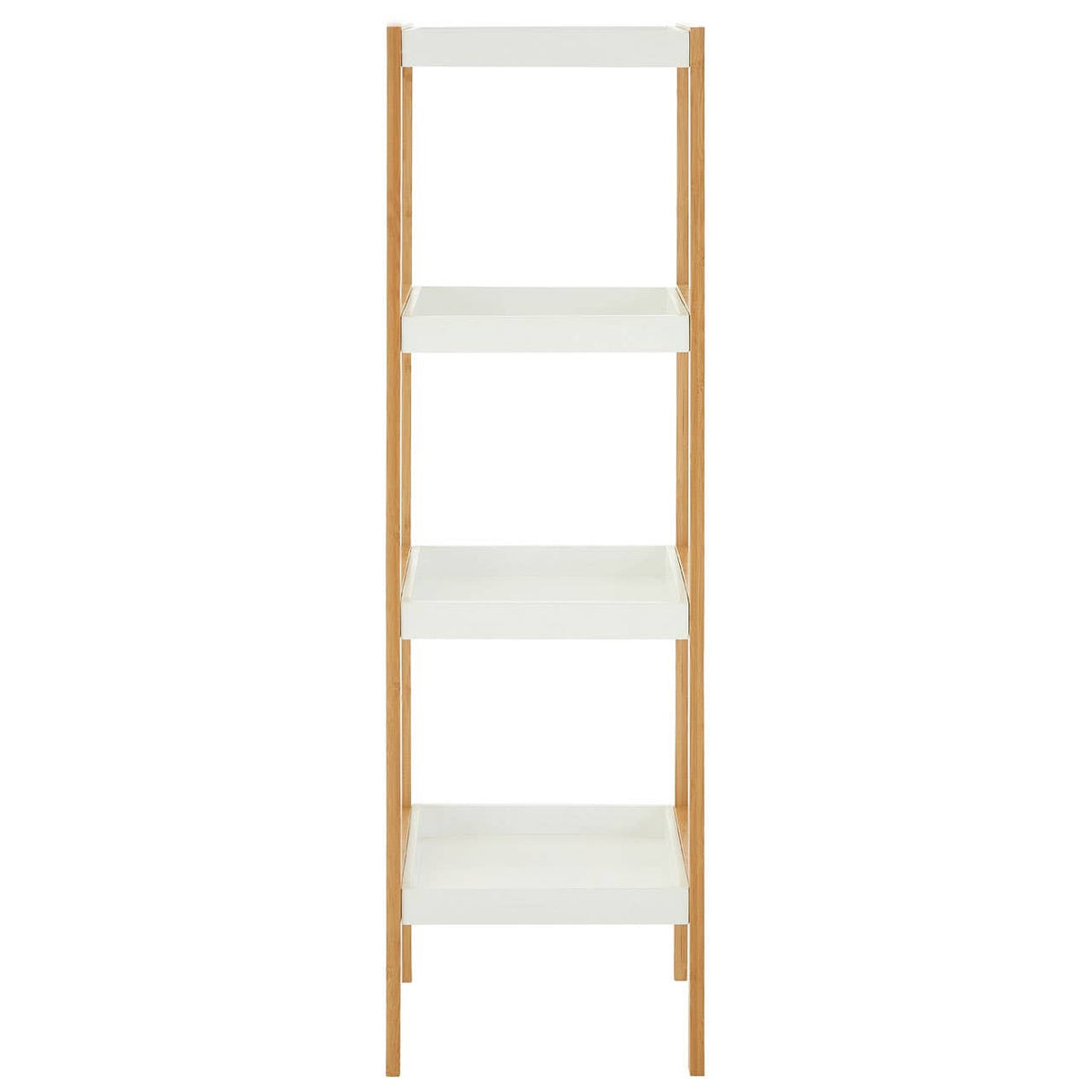 Nostra Four Tiers White / Bamboo Shelf Unit