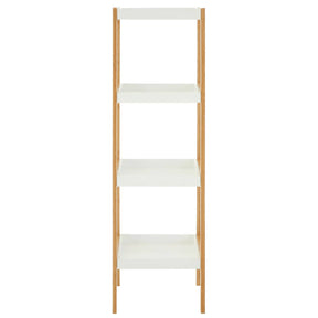 Nostra Four Tiers White / Bamboo Shelf Unit
