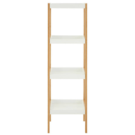Nostra Four Tiers White / Bamboo Shelf Unit