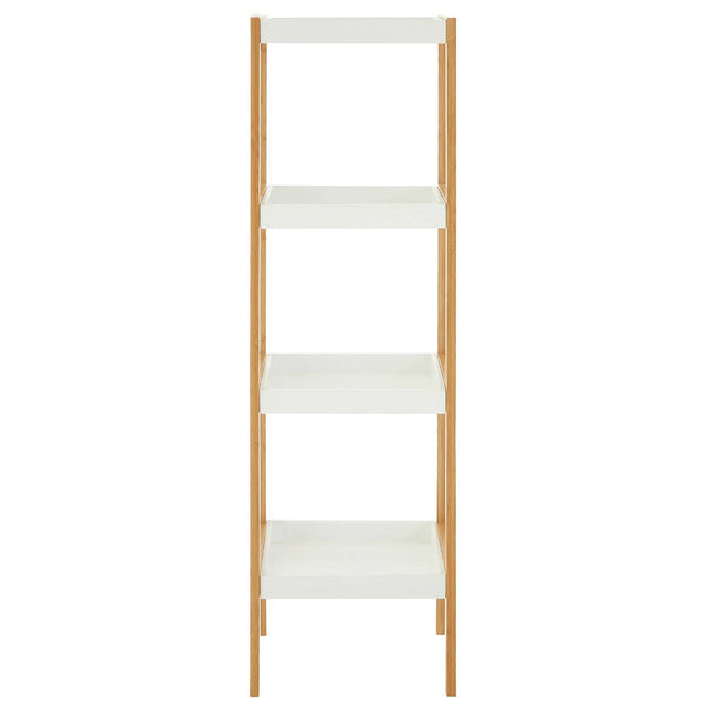 Nostra Four Tiers White / Bamboo Shelf Unit