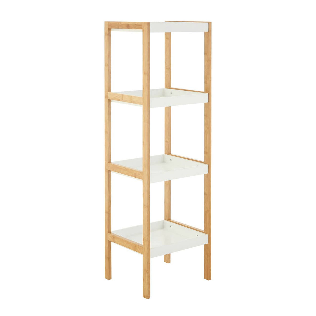 Nostra Four Tiers White / Bamboo Shelf Unit