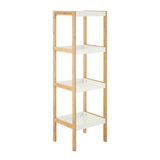 Nostra Four Tiers White / Bamboo Shelf Unit