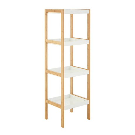 Nostra Four Tiers White / Bamboo Shelf Unit