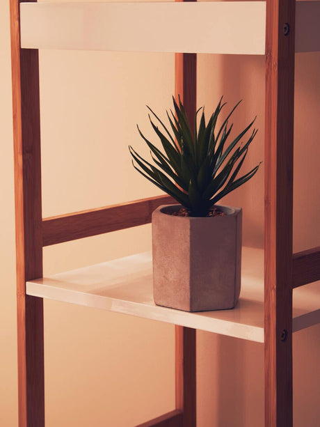 Nostra Four Tiers White / Bamboo Shelf Unit