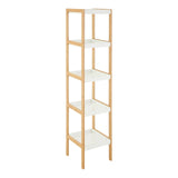 Nostra 5 Tier White / Bamboo Shelf Unit