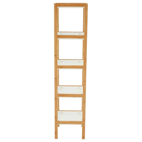 Nostra 5 Tier White / Bamboo Shelf Unit