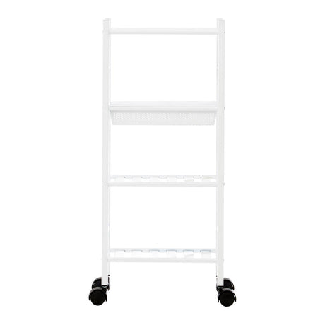 Dara 4 Tier White Trolley with Basket