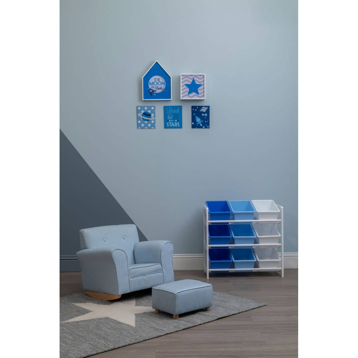 3 Tier White/Blue Kids Storage Unit