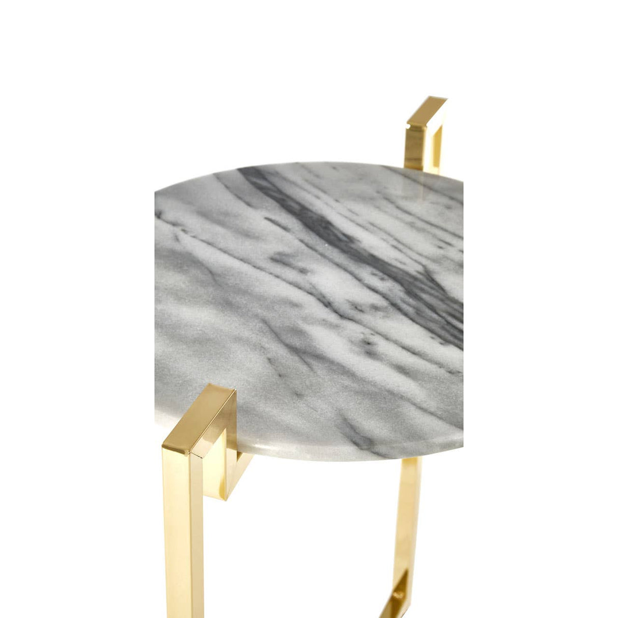 White Marble Side Table With Warm Gold Base
