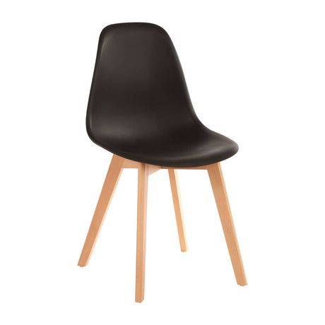 Stockholm Black Chair With Wood Legs