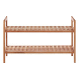 Arla 2 Tier Walnut Wood Grid Design Stackable Shoe Rack